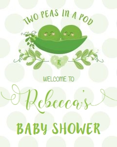 Peas in a Pod Gender Neutral Welcome Sign 8"x10" design preview