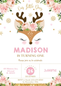 Reindeer Snowflakes Invitation 5"x7" design preview