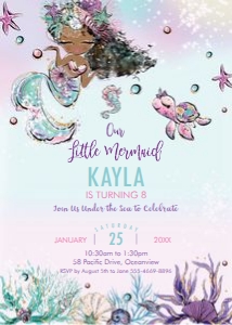 Whimsical Mermaid Invitation 1A 5"x7": Whimsical Mermaid Invitation 1A 5"x7"