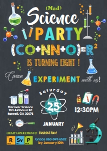 Mad Science Party Blue Invitation 5"x7" design preview