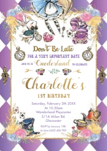 Alice in Wonderland Invitation 1a 5"x7": Alice in Wonderland Invitation 1a 5"x7"