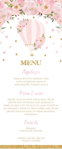 Floral Hot Air Balloon Menu design preview
