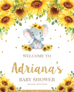 Elephant Sunflower Welcome Sign 16"x20" design preview