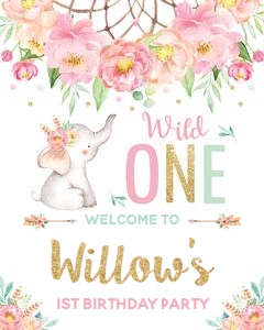 Elephant Wild One Dream Catcher Welcome Sign 16x20 design preview