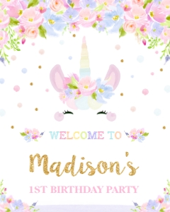Cute Pastel Unicorn Welcome Sign 16"x20": Cute Pastel Unicorn Welcome Sign 16"x20"