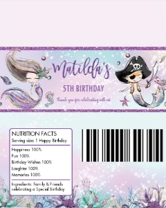 Mermaid and Pirate Chocolate Bar Wrappers for Aldi Mini Choceur 40g design preview