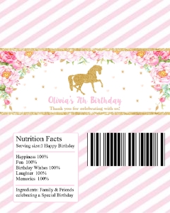 Horse Pink Floral Chocolate Bar Wrapper for Aldi Mini Choceur 40g design preview