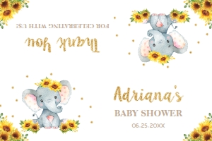 Sunflower Elephant Loot Bag Topper Tag 4"x6" (unfolded) design preview