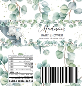 Sleeping Elephant Rustic Greenery Chocolate Bar Wrapper for Hershey's 1.55oz design preview