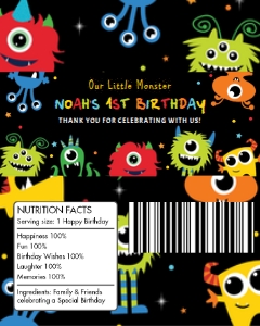 Cute Colorful Monsters Chocolate Bar Wrapper for Aldi Mini Choceur 40g design preview
