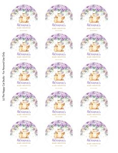 Owl Purple Floral 2" Circle Lables - Letter: Owl Purple Floral 2" Circle Lables