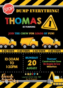 Construction Invitation 5"x7" design preview