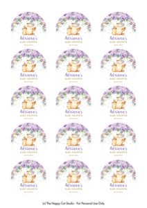Owl Purple Floral 2" Circle Labels - A4: Owl Purple Floral 2" Circle Lables