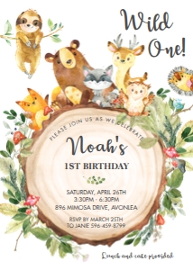 Cute Woodland Greenery Birthday Invitation 5"x7": Cute Woodland Greenery Birthday Invitation 5"x7"