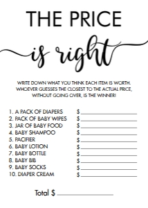 Minimalist The Price is Right Game 5"x7" design preview