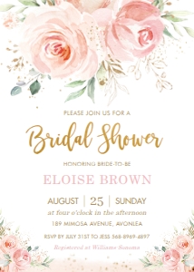 Blush Floral Bridal Shower Invitation 5"x7": Blush Floral Bridal Shower Invitation 5"x7"