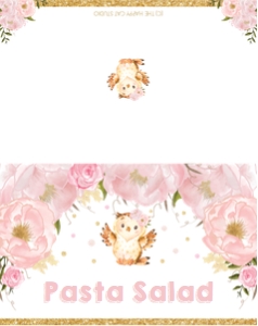 Blush Pink Floral Owl Food Tent 9.5cm x 12cm or 3.74"x4.72": Blush Pink Floral Owl Food Tent 9.5cm x 12cm or 3.74"x4.72"