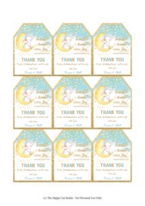 Twinkle Little Star Elephant Blue Favor Tags - A4: Twinkle Little Star Elephant Blue Favor Tags