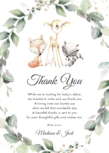 Woodland Greenery Thank You Card 5"x7" WG11 design preview