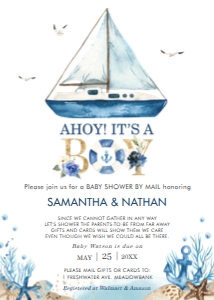 Nautical Ahoy It's a Boy Baby Shower by Mail Invitation 5"x7" design preview