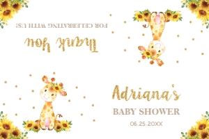 Sunflower Giraffe Loot Bag Topper Tag 4"x6" (unfolded) design preview