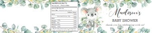 Eucalyptus Greenery Koala Water Bottle Labels 600ml / 20oz: Eucalyptus Greenery Koala Water Bottle Labels 600ml / 20oz