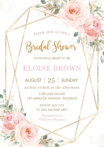 Blush Floral Bridal Shower Geometric Invitation 5"x7": Blush Floral Bridal Shower Geometric Invitation 5"x7"