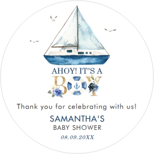 Nautical Boat 2 Inches Round Label design preview