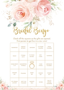 Blush Floral Bridal Shower Bingo Game 5"x7" design preview