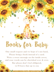 Giraffe Sunflower Floral Books for Baby Card 3"x4" design preview