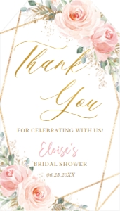 Blush Floral Gold Geometric Favor Tag 2"x3.5": Blush Floral Gold Geometric Favor Tag 2"x3.5"