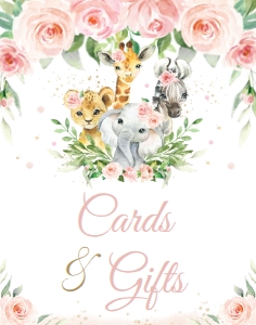 Blush Pink Floral Jungle Animals Sign 11"x14" Cards and Gifts: Blush Pink Floral Jungle Animals Signage Bundle