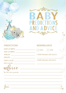 Elephant Blue Balloons Baby Predictions and Advice Card 5"x7" EP3 design preview