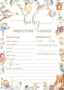 Nursery Rhyme Baby Predictions and Advice Card 5"x7" design preview