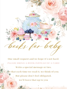 Blush Pink Floral Tea Party Enclosure Card 3"x4" TP5: Blush Pink Floral Tea Party Enclosure Card 3"x4" TP5