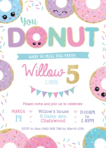 Cute Donuts Invitation 5"x7" DN1: Cute Donuts Invitation 5"x7" DN1