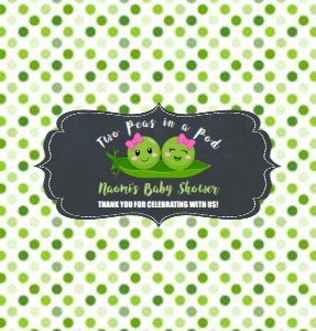 Two Peas in a Pod Twin Girls Baby Shower Hershey's Chocolate Bar Wrapper 1.55oz: Two Peas in a Pod Twin Girls Baby Shower Chocolate Bar Wrappers
