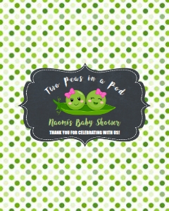 Two Peas in a Pod Twin Girls Baby Shower Aldi Chocolate Bar Wrapper 40g: Two Peas in a Pod Twin Girls Baby Shower Chocolate Bar Wrappers