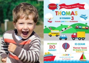Transportation Photo Invitation 5"x7" TR1 design preview