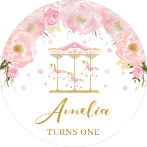 Carousel Blush Floral 2.5 Inches Round Label: Carousel Blush Floral 2.5 Inches Round Label
