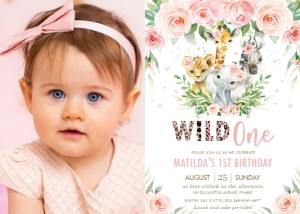 Wild One Photo Invitation 5"x7" design preview