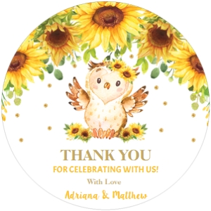 Sunflower Owl Circle Label 2": Sunflower Owl Circle Label 2"