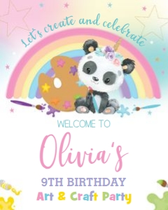 Pandacorn Art Party Welcome Sign 16x20 design preview
