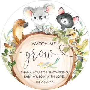 Australian Animals Wood Greenery Tag 2" AU1: Australian Animals Wood Greenery Round Tag 2" AU1