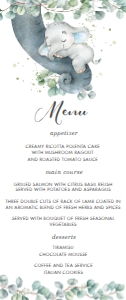 Elephant Greenery Menu 4"x9.5" design preview