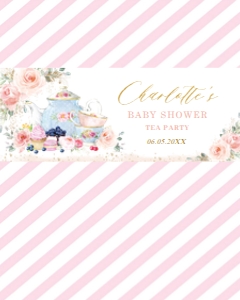 Blush Floral Tea Party Chocolate Bar Wrapper design preview