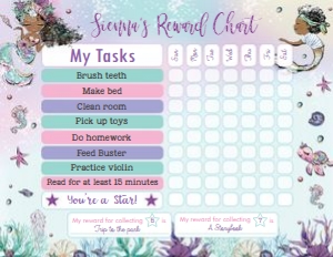 African American Mermaid Reward Chart design preview