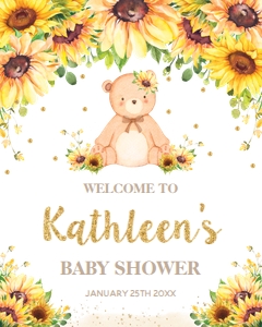 Sunflower Teddy Bear Welcome Sign 24"x30" design preview