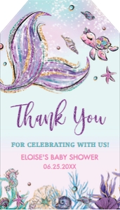 Whimsical Mermaid Favor Tag 2"x3.5" design preview
