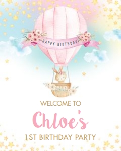 Hot Air Balloon Bunny Rabbit Welcome Sign 16"x20" design preview